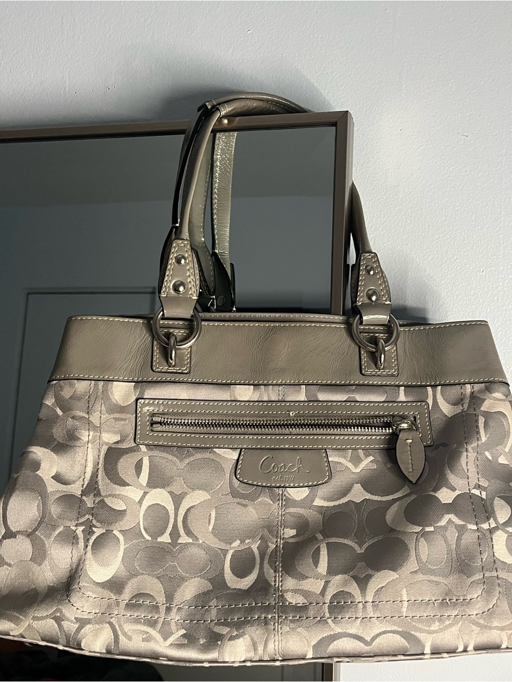 Vintage Coach Monogram C Silver Purse